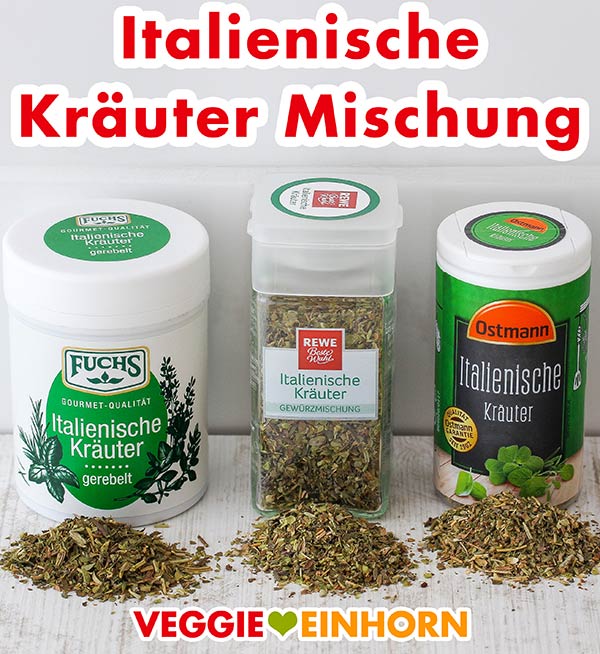 Drei Dosen mit getrockneten italienischen Kräutern