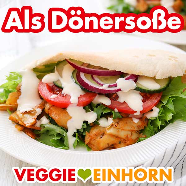 Joghurtsoße als Dönersoße auf einem veganen Döner Kebab