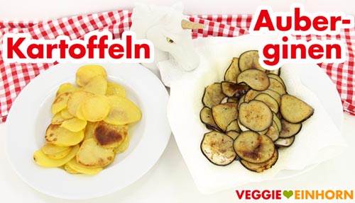 Gebratene Kartoffel und Auberginen Scheiben Gebratene Kartoffel und Auberginen Scheiben