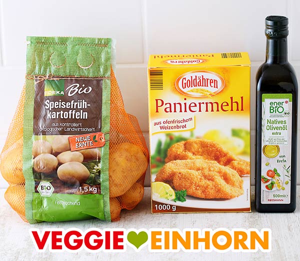 Kartoffeln, Paniermehl und Olivenöl Kartoffeln, Semmelbrösel und Olivenöl