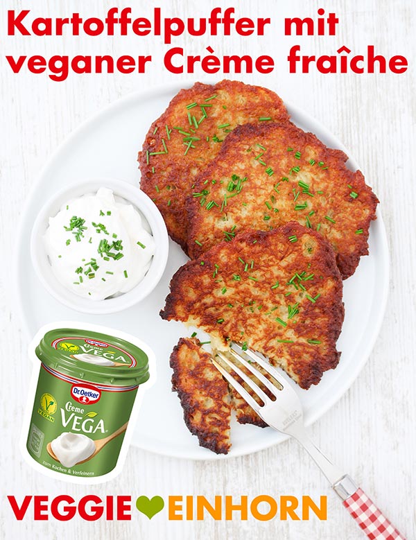 Kartoffelpuffer mit veganer Crème fraîche