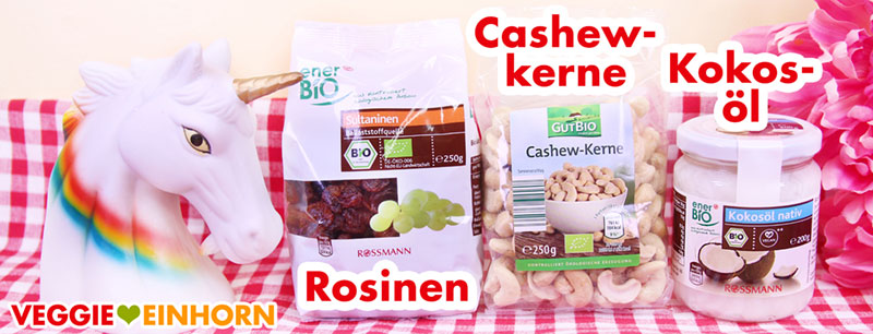 Rossmann enerBIO Sultaninen, Aldi Gut Bio Cashewkerne, Kokosöl Rosinen, Cashews, Kokosöl