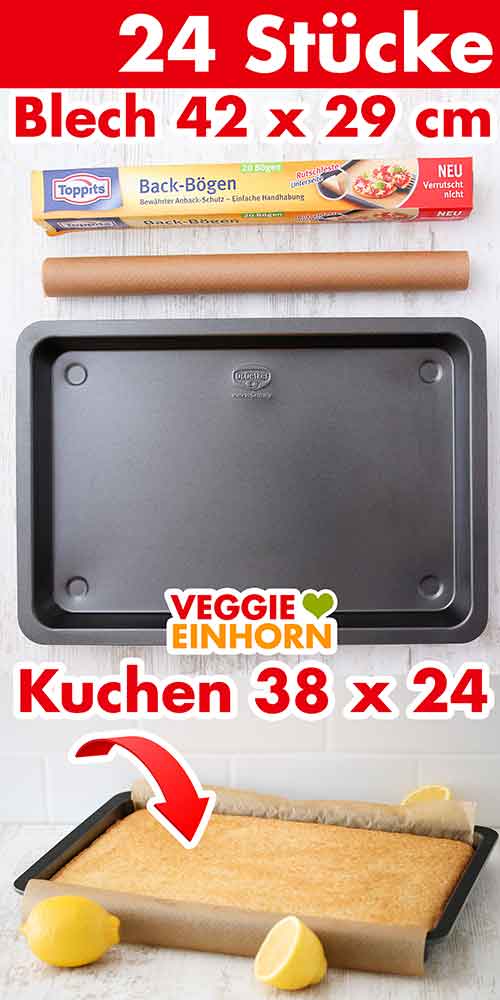 Kuchenblech für Blechkuchen Ein Kuchenblech von Dr. Oetker und eine Rolle Backpapier