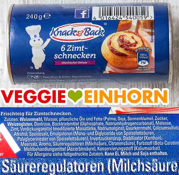 Zimtschnecken mit veganer Milchsäure Eine Packung Zimtschnecken von Knack und Back