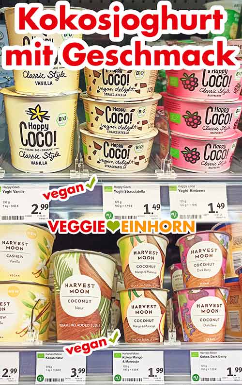 Kokosjoghurt mit Geschmack Becher mit Kokosjoghurt mit Geschmack im Supermarkt Regal