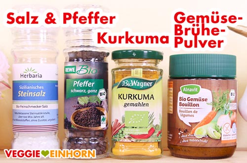Herbaria Steinsalz, Rewe Bio Peffermühle, Bio Wagner Kurkuma, Alnavit Gemüsebrühe Pulver Gewürze Kurkuma, Gemüsebrühe Pulver