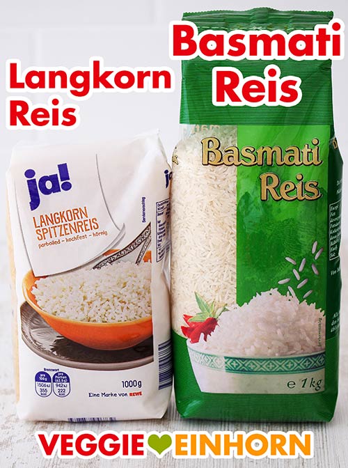 Eine Packung Langkornreis und eine Packung Basmati Reis