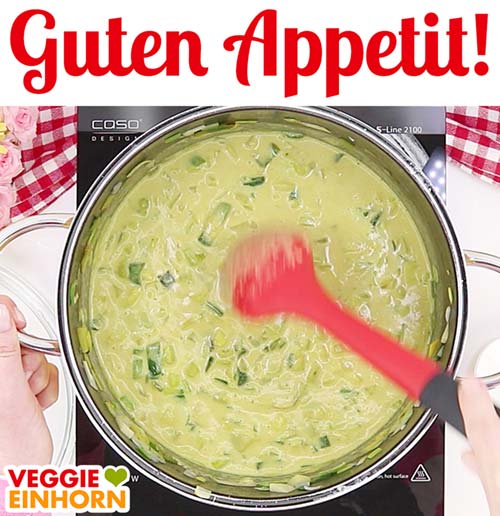 Leckere vegane Käse-Lauch-Suppe mit Kartoffeln