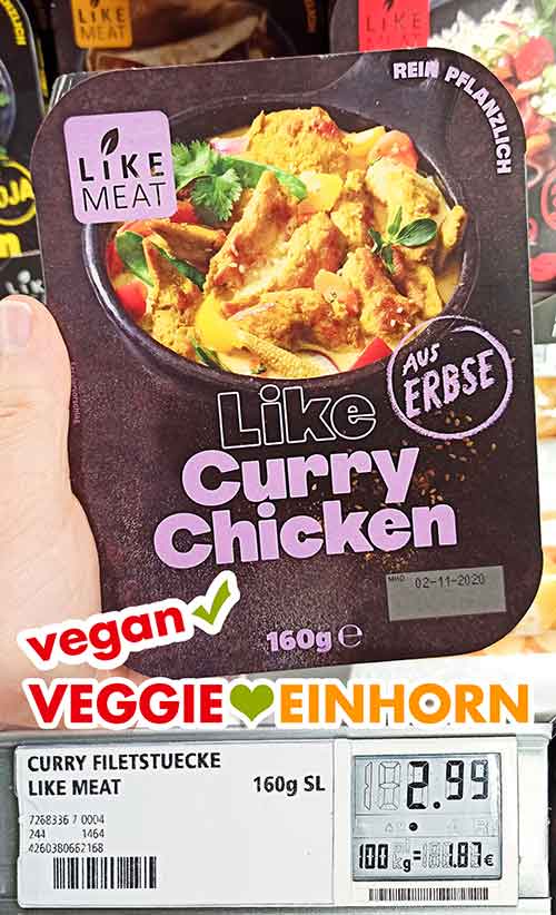 Eine Packung Like Curry Chicken von Like Meat bei Rewe