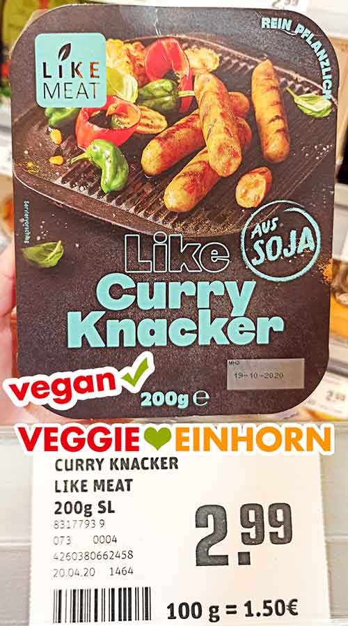 Like Meat Curry Knacker Eine Packung Like Meat Curry Knacker Bratwurst bei Rewe