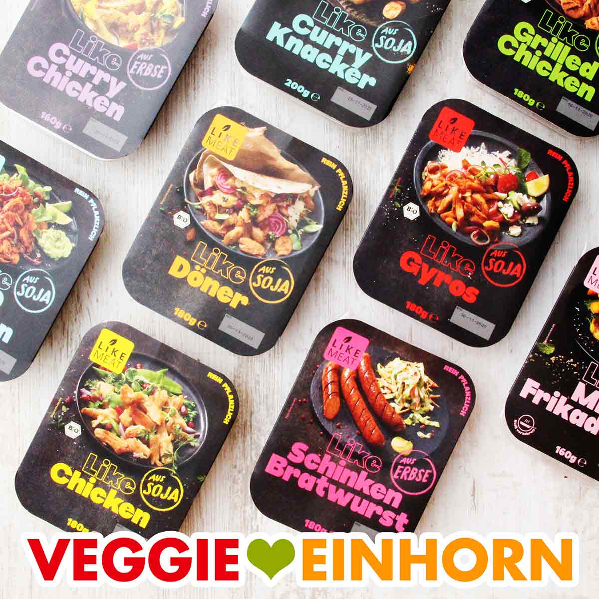 Packungen mit Like Meat Produkten