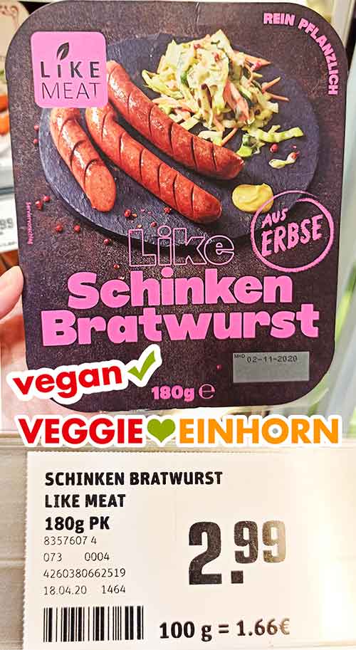 Like Meat Schinken Bratwurst Eine Packung Like Meat Schinken Bratwurst bei Rewe