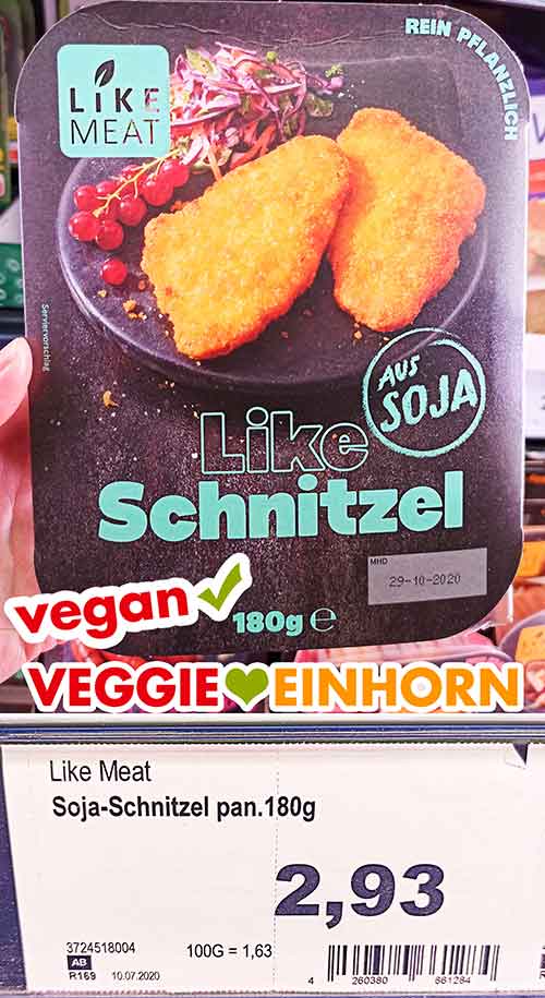 Like Meat Vegane Schnitzel Eine Packung Like Meat Schnitzel bei Edeka