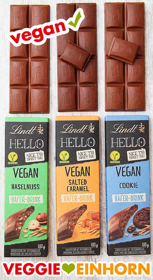 Vegane Milchschokolade von Lindt Hello Drei Sorten vegane Milchschokolade von Lindt Hello