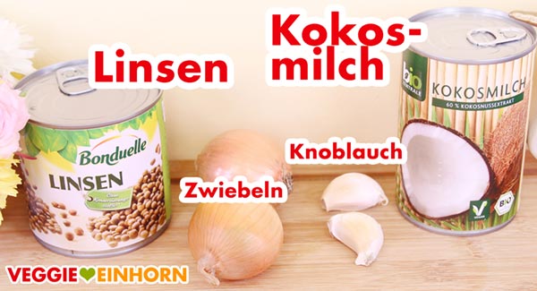 Bonduelle Dosenlinsen, Zwiebel, Knoblauchzehen, Bio Zentrale Kokosmilch Linsen aus der Dose, Kokosmilch, Zwiebeln und Knoblauch