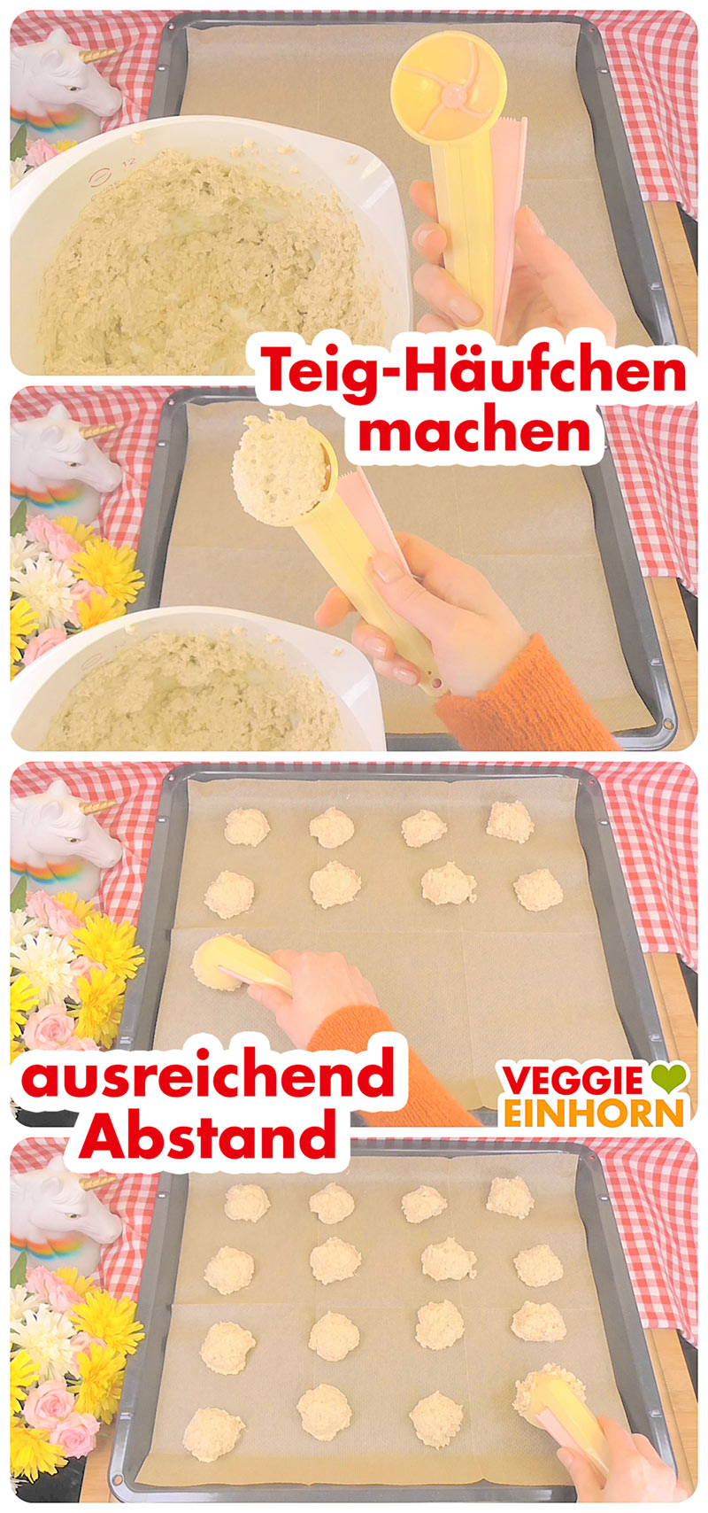 Teighäufchen auf Backblech setzen