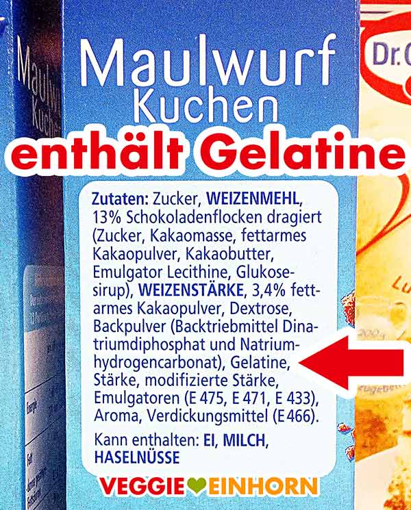 Zutaten Dr Oetker Maulwurfkuchen Backmischung mit Gelatine