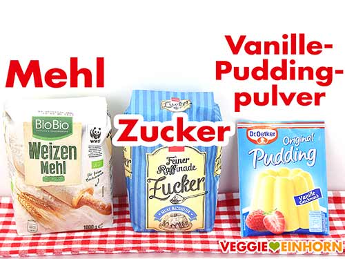 BioBio Weizenmehl, Zucker, Dr. Oetker Vanillepuddingpuver Mehl, Zucker, Vanillepuddingpulver