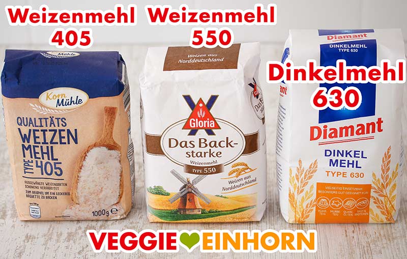 Weizenmehl 405, Weizenmehl 550 und Dinkelmehl 630 eignen sich