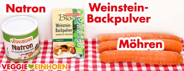 Natron, Weinsteinbackpulver und Möhren Natron, Weinsteinbackpulver und Möhren
