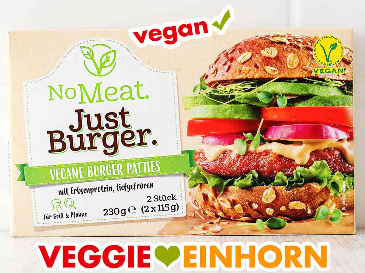 No Meat. Just Burger. Eine Packung tiefgefrorene No Meat Just Burger