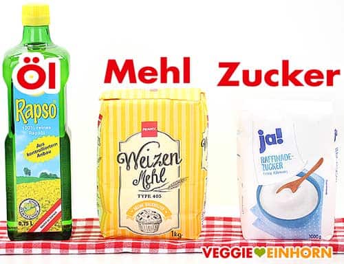Rapso Rapsöl, Weizenmehl Type 405 von Penny und Zucker von Rewe ja! Rapsöl, Mehl und Zucker