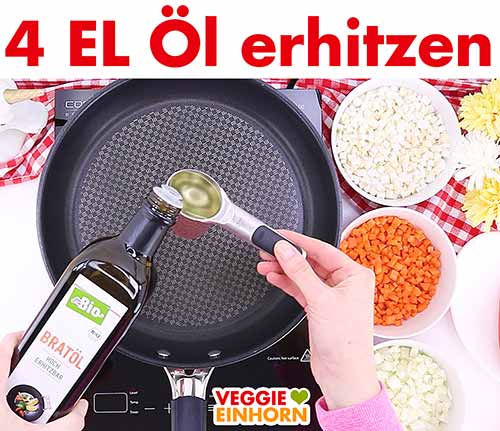 Öl in Pfanne erhitzen zum Gemüse braten