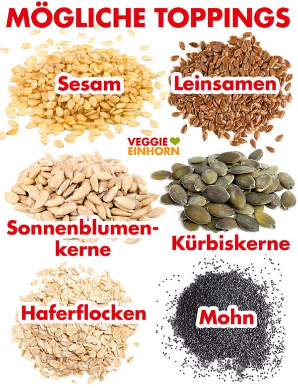 Sesamsamen, Leinsamen, Sonnenblumenkerne, Kürbiskerne