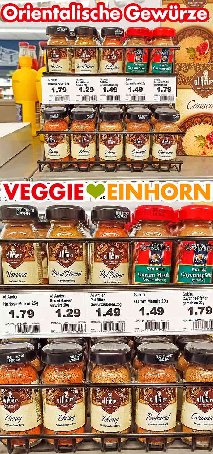 Orientalische Gewürze bei Edeka Ein Regal mit orientalischen Gewürzmischungen im Supermarkt