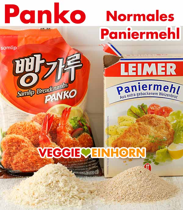 Panko Crumbs und normale Semmelbrösel Eine Packung Pankomehl und eine Packung normales Paniermehl