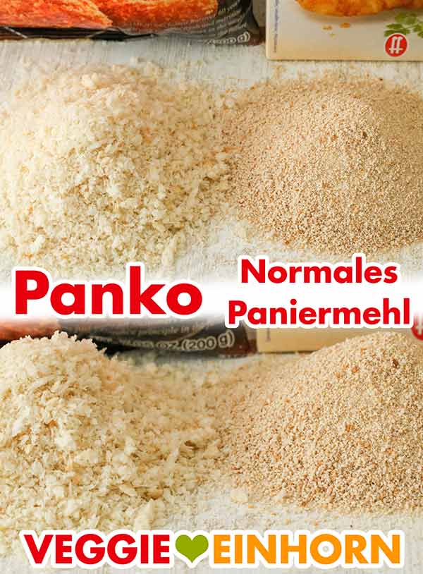 Ein Häufchen mit Panko und ein Häufchen mit Paniermehl
