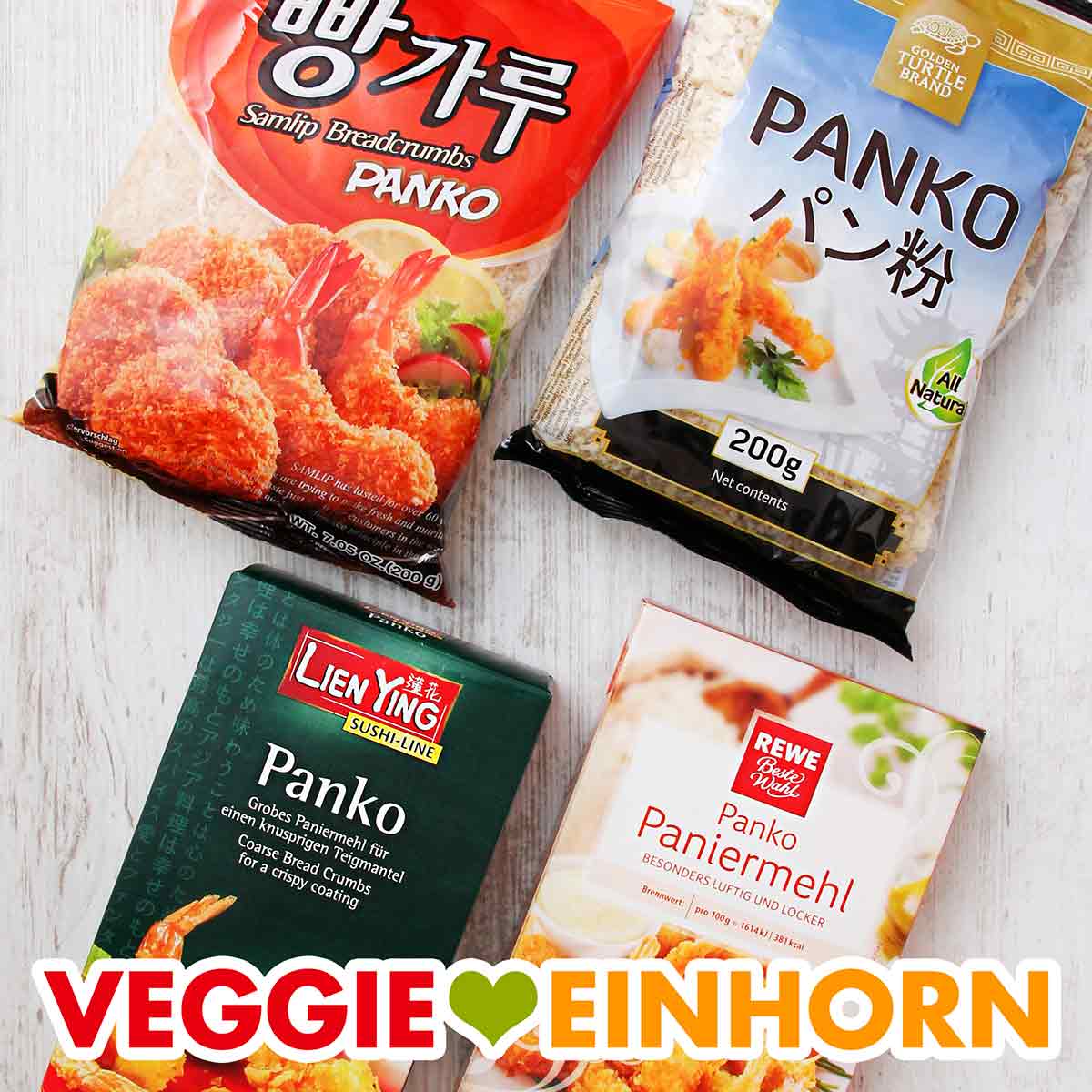 Vier Packungen mit Pankomehl
