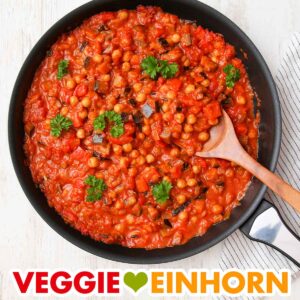 Auberginen Paprika Pfanne mit Kichererbsen