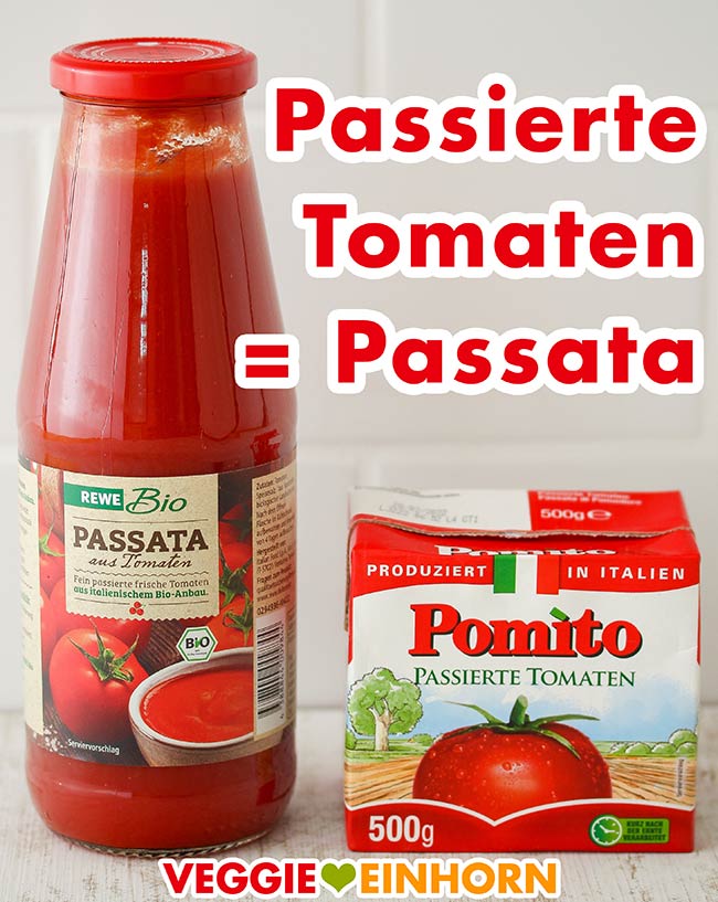Eine Flasche und ein Tetrapack mit Tomatenpassata