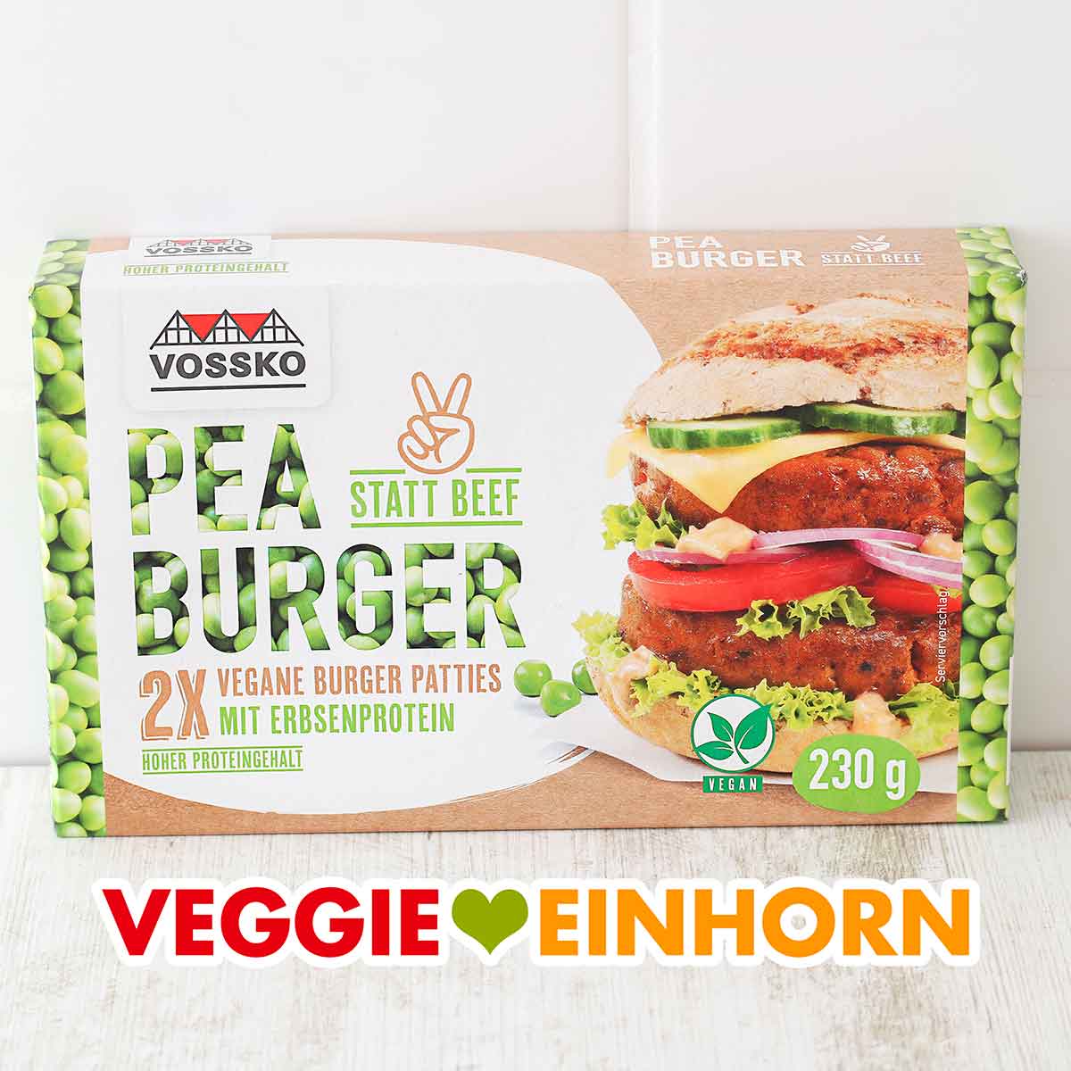 Eine Packung Pea Burger von Vossko