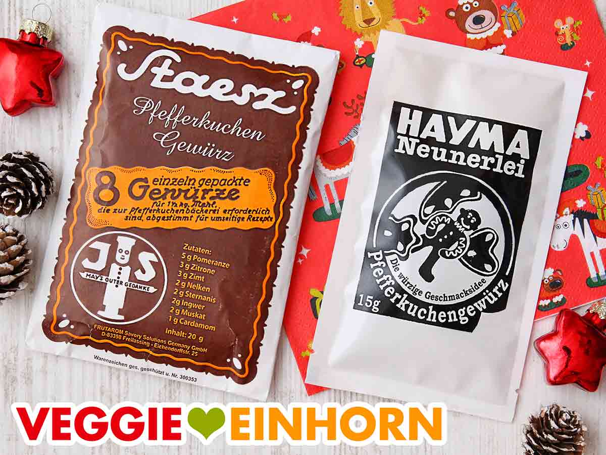 Gewürzmischungen für Pfefferkuchen von Staesz und Hayma Zwei Tüten Pfefferkuchengewürz von Staesz und Hayma Neunerlei