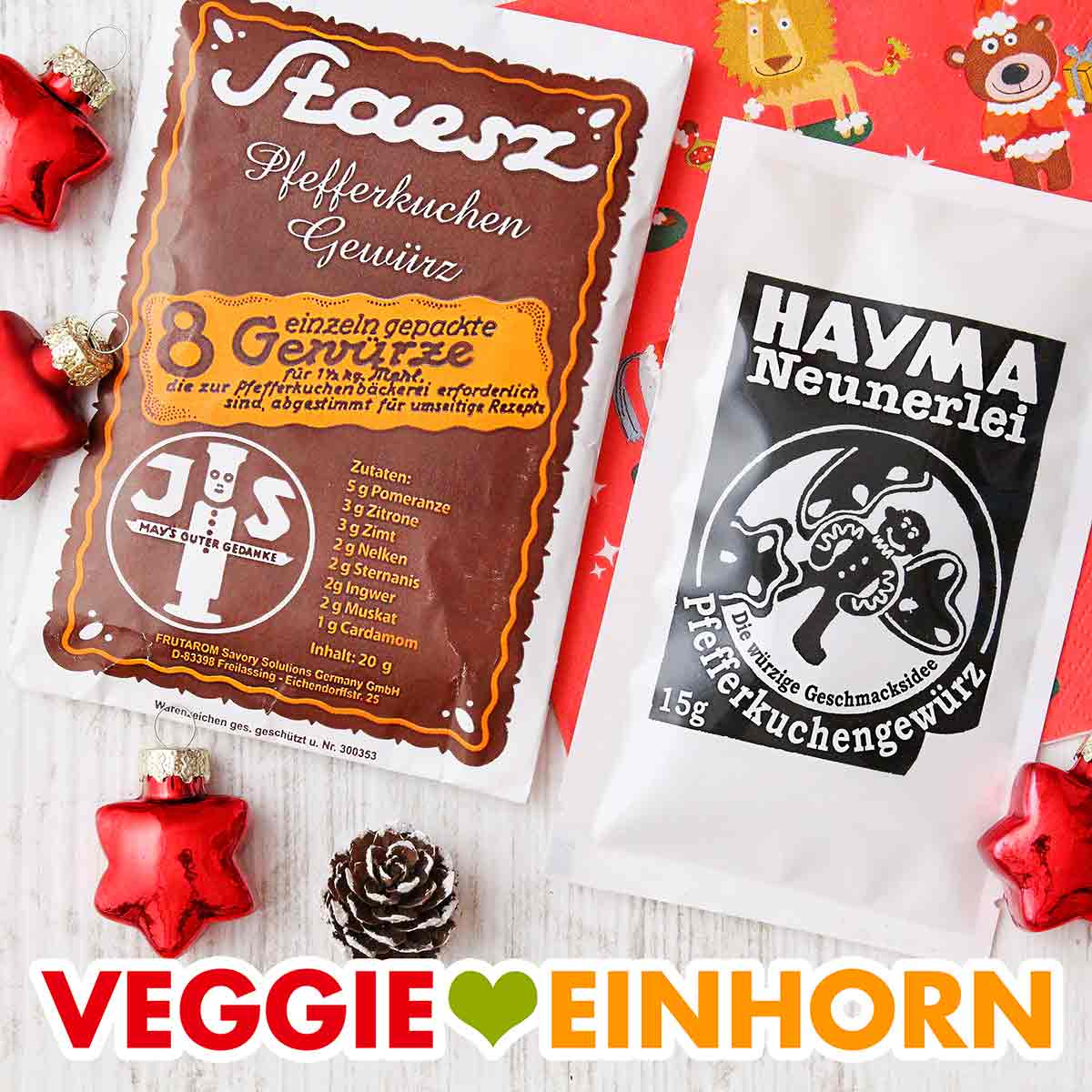 Zwei Päckchen Pfefferkuchengewürz von Hayma Neunerlei und Staesz