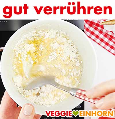 Puddingpulver, Zucker und Vanille-Sojamilch verrühren