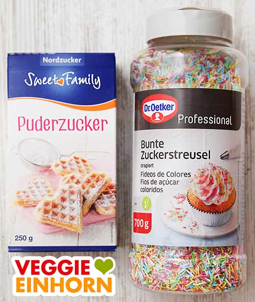 Puderzucker und bunte Streusel Puderzucker, Bunte Zuckerstreusel