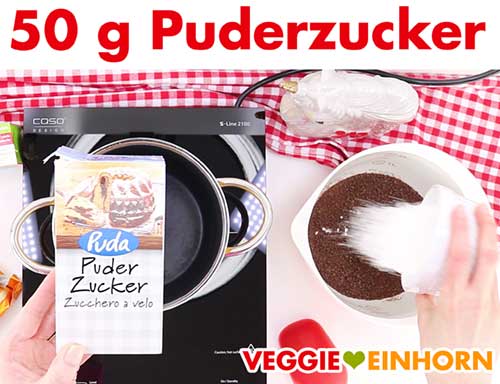 Puderzucker für vegane Schoko-Sahnecreme Puderzucker für vegane Schoko-Sahnecreme