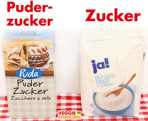 Puderzucker und Zucker für vegane Schokotorte Puderzucker und Zucker für vegane Schokotorte