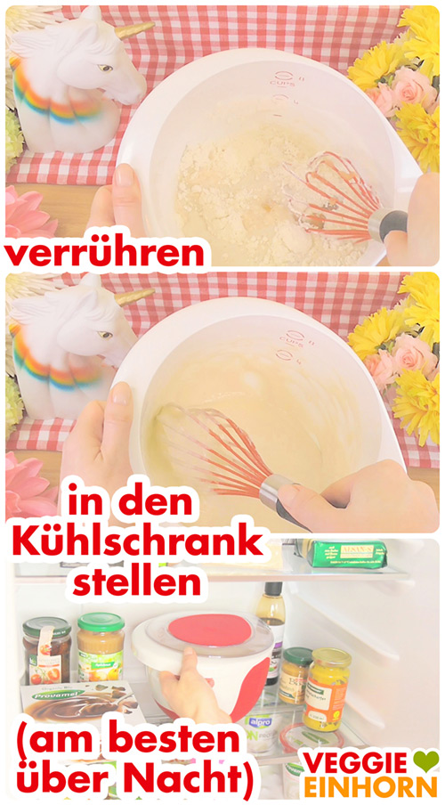 Der Teig wird verrührt und in den Kühlschrank gestellt.