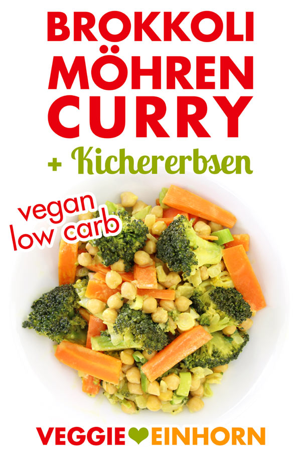 Curry mit Brokkoli und Möhren auf einem Teller