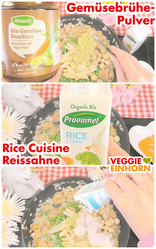 Gemüsebrühe Pulver und Rice Cuisine zufügen