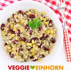 Einfache QUINOA-BOHNEN-MAIS Pfanne | Schnelles veganes Rezept | glutenfrei + ohne Soja | REZEPT mit VIDEO