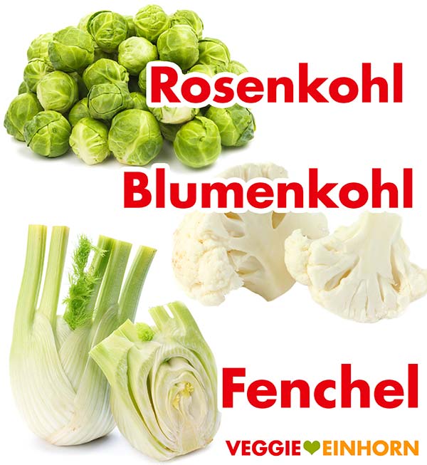 Rosenkohl, Blumenkohl und Fenchel