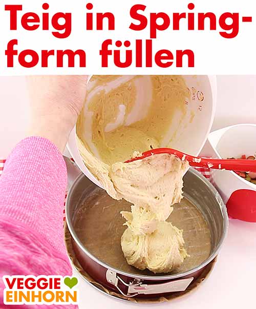 Teig in die Backform geben. Rührteig in die Springform füllen