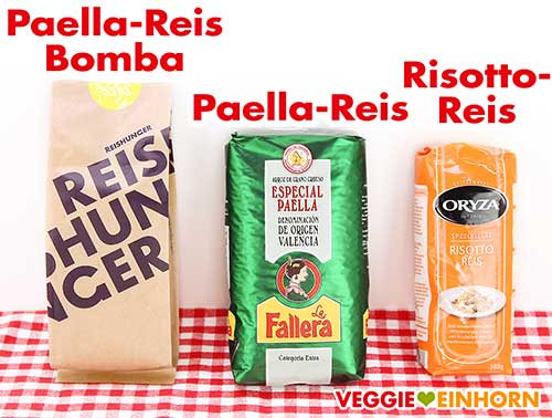 Drei Packungen Rundkornreis für Paella