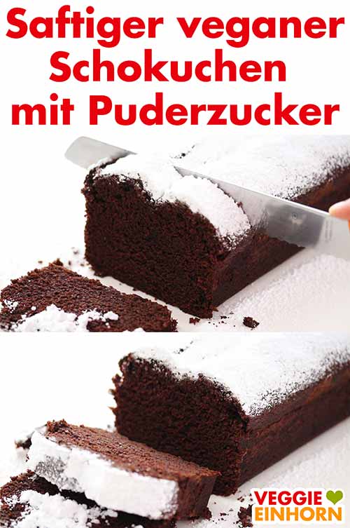Saftiger veganer Schokokuchen mit Puderzucker bestreut