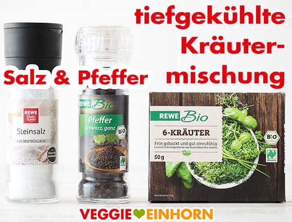 Salz, Pfeffer und tiefgekühlte Kräutermischung